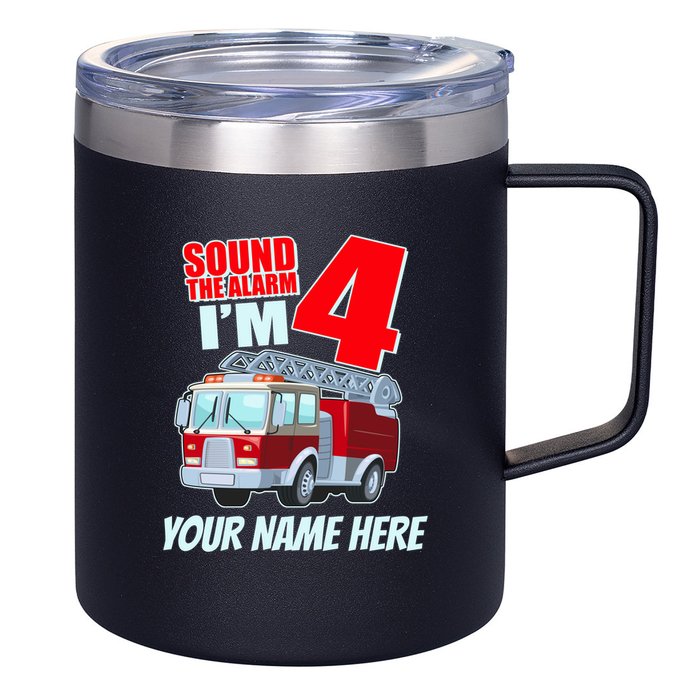 Personalized Custom Name Cute Funny Sound The Alarm I'm 4 Four 12oz Stainless Steel Coffee Mug