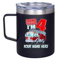 Personalized Custom Name Cute Funny Sound The Alarm I'm 4 Four 12oz Stainless Steel Coffee Mug