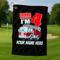 Personalized Custom Name Cute Funny Sound The Alarm I'm 4 Four Golf Towel