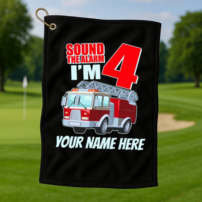 Personalized Custom Name Cute Funny Sound The Alarm I'm 4 Four Golf Towel