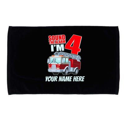 Personalized Custom Name Cute Funny Sound The Alarm I'm 4 Four Microfiber Hand Towel
