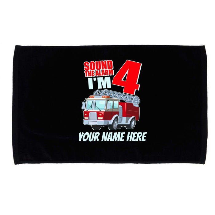 Personalized Custom Name Cute Funny Sound The Alarm I'm 4 Four Microfiber Hand Towel