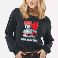 Personalized Custom Name Cute Funny Sound The Alarm I'm 4 Four Cropped Pullover Crew