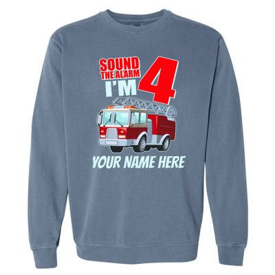 Personalized Custom Name Cute Funny Sound The Alarm I'm 4 Four Garment-Dyed Sweatshirt