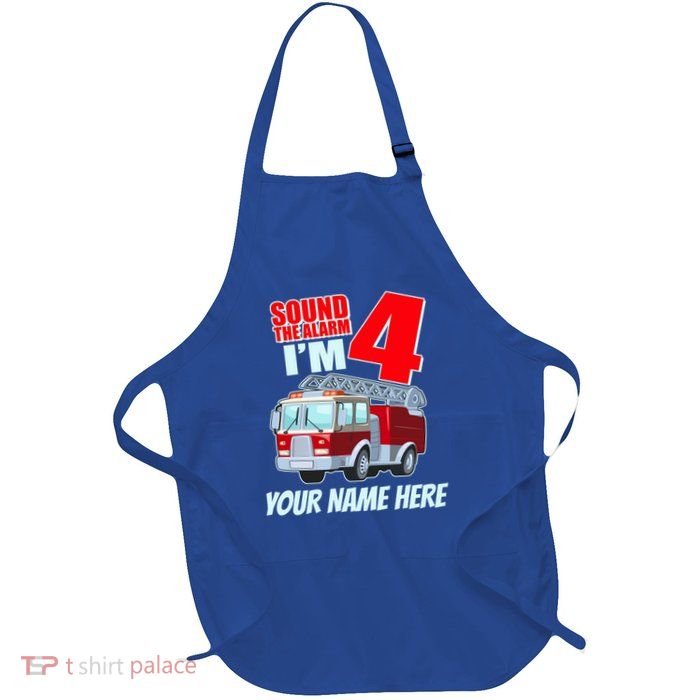 Personalized Custom Name Cute Funny Sound The Alarm I'm 4 Four Full-Length Apron With Pockets