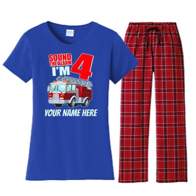 Personalized Custom Name Cute Funny Sound The Alarm I'm 4 Four Women's Flannel Pajama Set