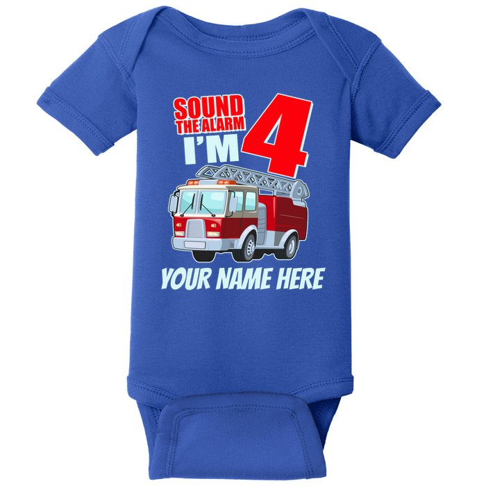 Personalized Custom Name Cute Funny Sound The Alarm I'm 4 Four Baby Bodysuit