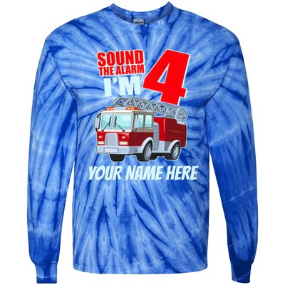 Personalized Custom Name Cute Funny Sound The Alarm I'm 4 Four Tie-Dye Long Sleeve Shirt