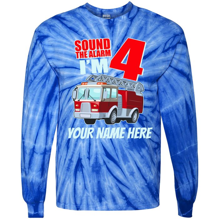 Personalized Custom Name Cute Funny Sound The Alarm I'm 4 Four Tie-Dye Long Sleeve Shirt