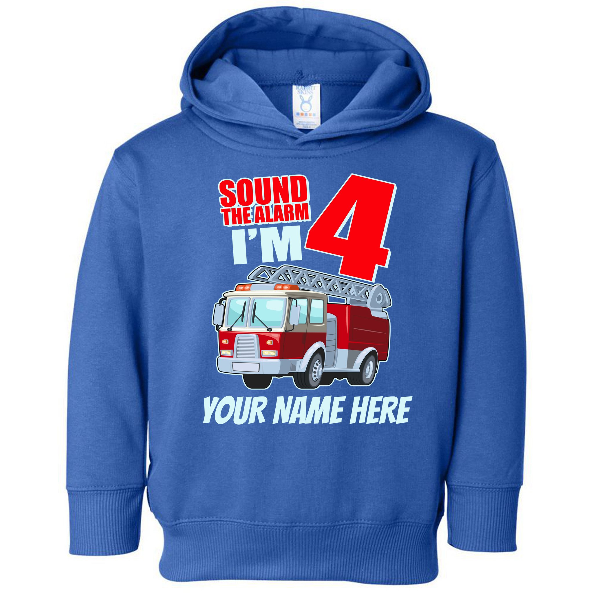 Personalized Custom Name Cute Funny Sound The Alarm I'm 4 Four Toddler Hoodie