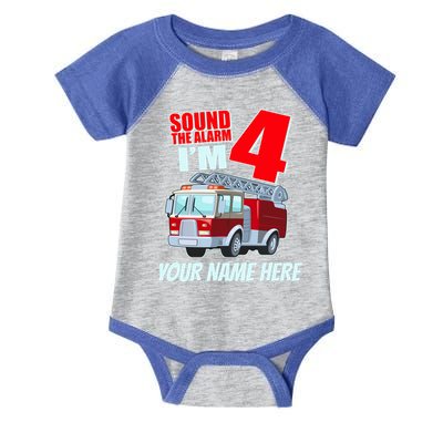 Personalized Custom Name Cute Funny Sound The Alarm I'm 4 Four Infant Baby Jersey Bodysuit