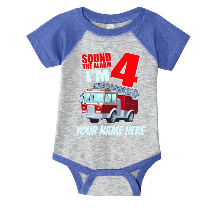 Personalized Custom Name Cute Funny Sound The Alarm I'm 4 Four Infant Baby Jersey Bodysuit