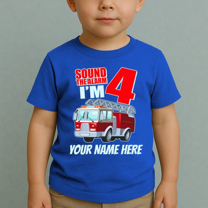 Personalized Custom Name Cute Funny Sound The Alarm I'm 4 Four Toddler T-Shirt