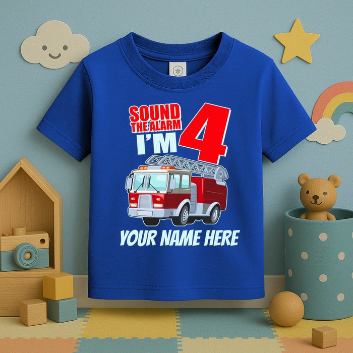 Personalized Custom Name Cute Funny Sound The Alarm I'm 4 Four Toddler T-Shirt