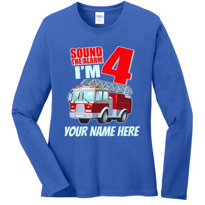 Personalized Custom Name Cute Funny Sound The Alarm I'm 4 Four Ladies Long Sleeve Shirt