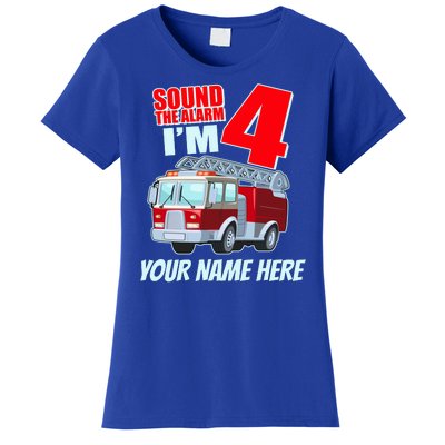 Personalized Custom Name Cute Funny Sound The Alarm I'm 4 Four Women's T-Shirt