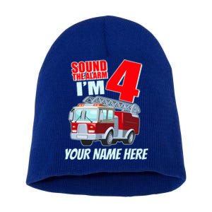 Personalized Custom Name Cute Funny Sound The Alarm I'm 4 Four Short Acrylic Beanie