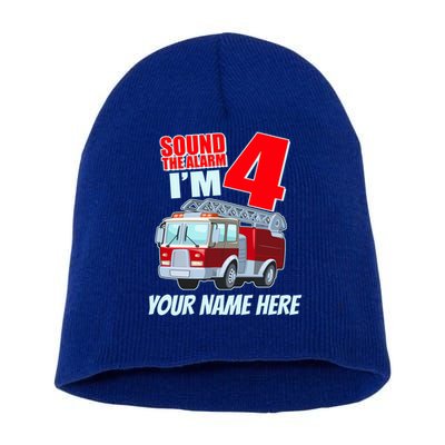 Personalized Custom Name Cute Funny Sound The Alarm I'm 4 Four Short Acrylic Beanie