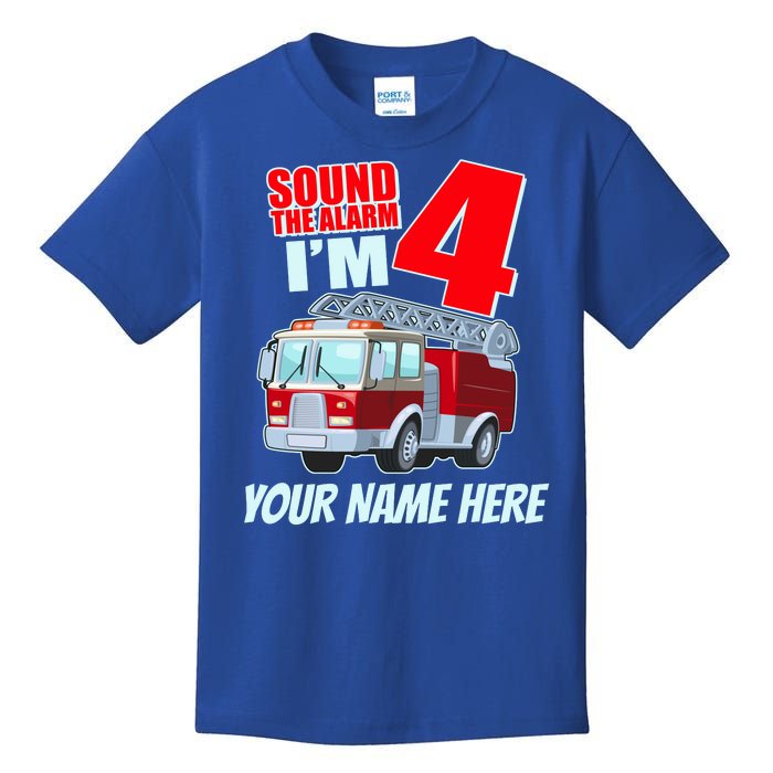 Personalized Custom Name Cute Funny Sound The Alarm I'm 4 Four Kids T-Shirt