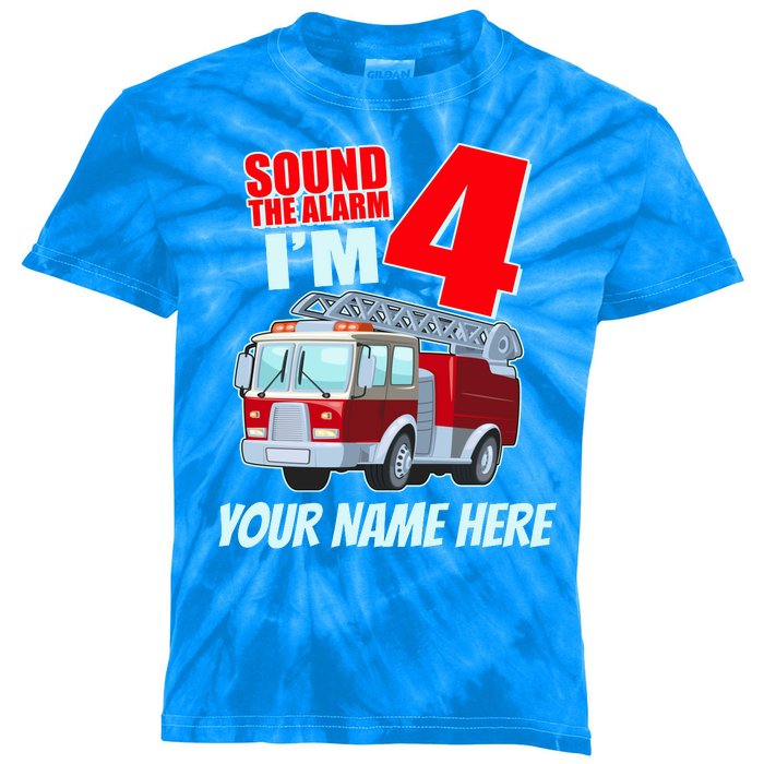 Personalized Custom Name Cute Funny Sound The Alarm I'm 4 Four Kids Tie-Dye T-Shirt