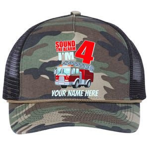 Personalized Custom Name Cute Funny Sound The Alarm I'm 4 Four Retro Rope Trucker Hat Cap