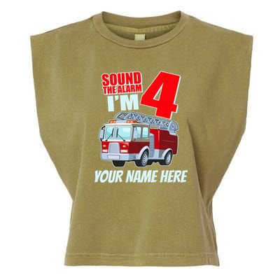 Personalized Custom Name Cute Funny Sound The Alarm I'm 4 Four Garment-Dyed Women's Muscle Tee