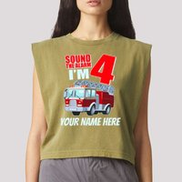 Personalized Custom Name Cute Funny Sound The Alarm I'm 4 Four Garment-Dyed Women's Muscle Tee