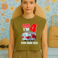Personalized Custom Name Cute Funny Sound The Alarm I'm 4 Four Garment-Dyed Women's Muscle Tee