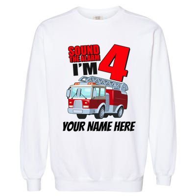 Personalized Custom Name Cute Funny Sound The Alarm I'm 4 Four Garment-Dyed Sweatshirt