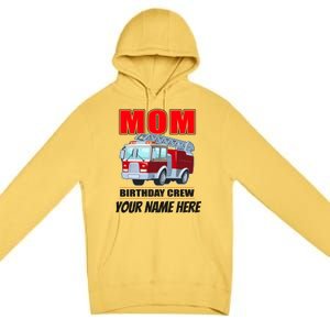 Personalized Custom Name Cute Funny Mom Birthday Crew Firetruck Premium Pullover Hoodie