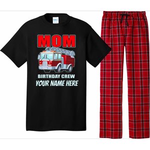 Personalized Custom Name Cute Funny Mom Birthday Crew Firetruck Pajama Set