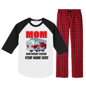 Personalized Custom Name Cute Funny Mom Birthday Crew Firetruck Raglan Sleeve Pajama Set