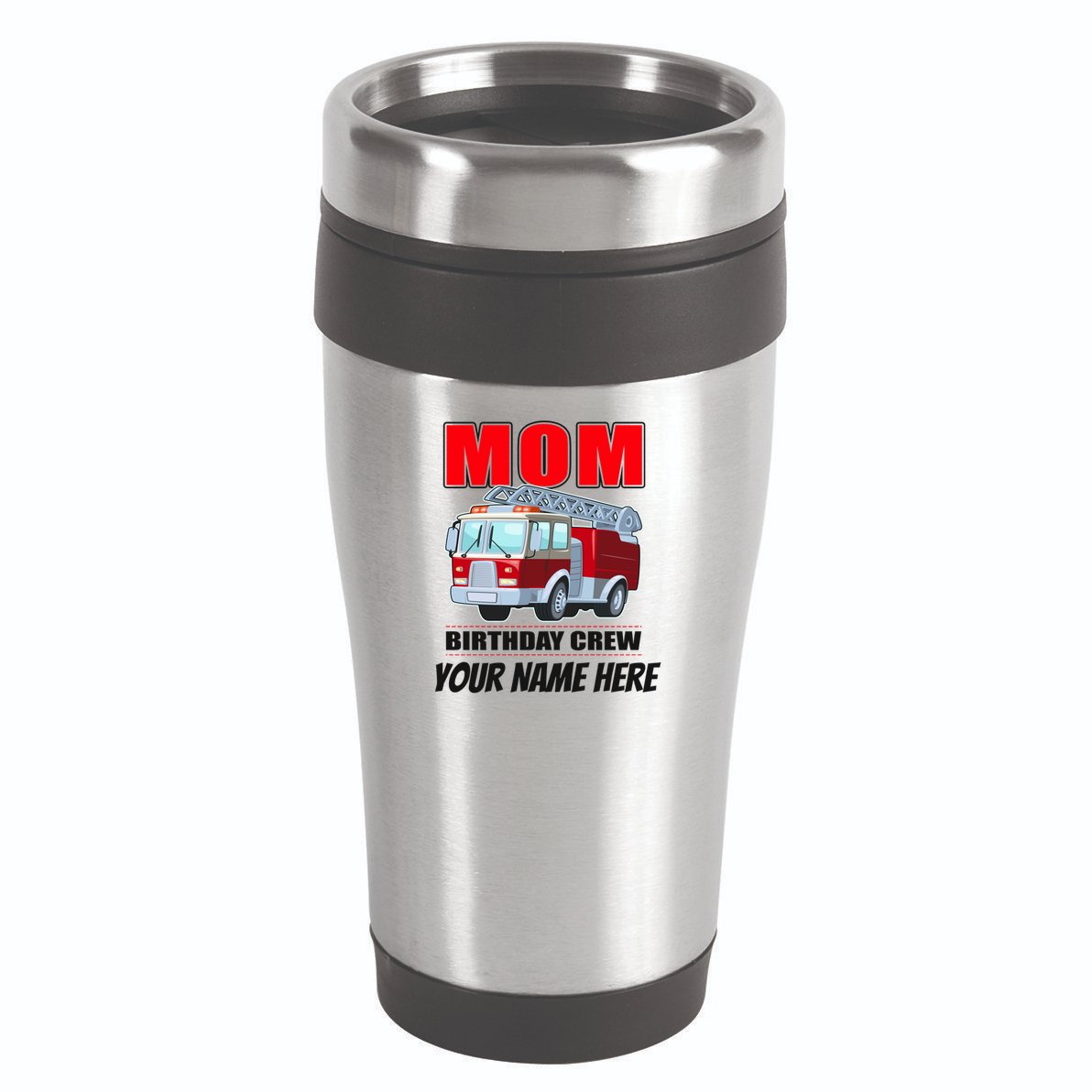 Personalized Custom Name Cute Funny Mom Birthday Crew Firetruck 16oz Travel Tumbler