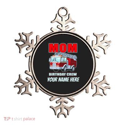Personalized Custom Name Cute Funny Mom Birthday Crew Firetruck Metallic Star Ornament
