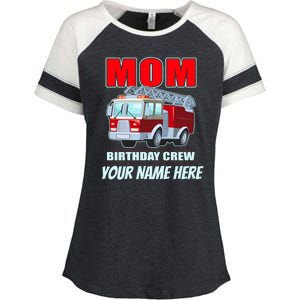 Personalized Custom Name Cute Funny Mom Birthday Crew Firetruck Enza Ladies Jersey Colorblock Tee