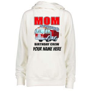 Personalized Custom Name Cute Funny Mom Birthday Crew Firetruck Womens Funnel Neck Pullover Hood