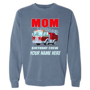 Personalized Custom Name Cute Funny Mom Birthday Crew Firetruck Garment-Dyed Sweatshirt