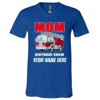 Personalized Custom Name Cute Funny Mom Birthday Crew Firetruck V-Neck T-Shirt