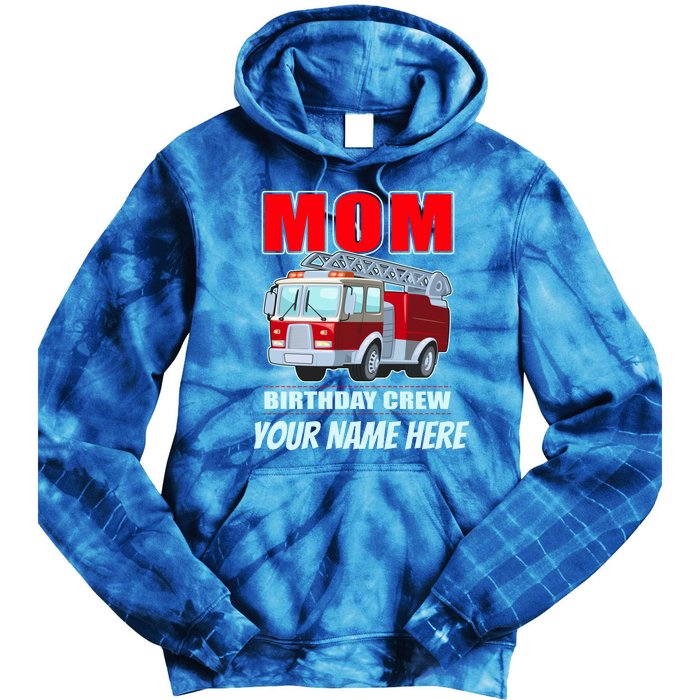 Personalized Custom Name Cute Funny Mom Birthday Crew Firetruck Tie Dye Hoodie