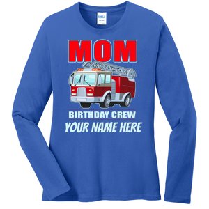 Personalized Custom Name Cute Funny Mom Birthday Crew Firetruck Ladies Long Sleeve Shirt