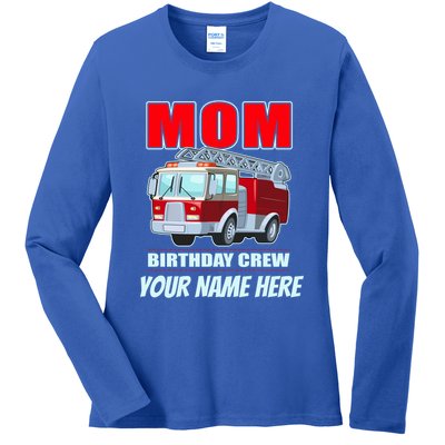 Personalized Custom Name Cute Funny Mom Birthday Crew Firetruck Ladies Long Sleeve Shirt