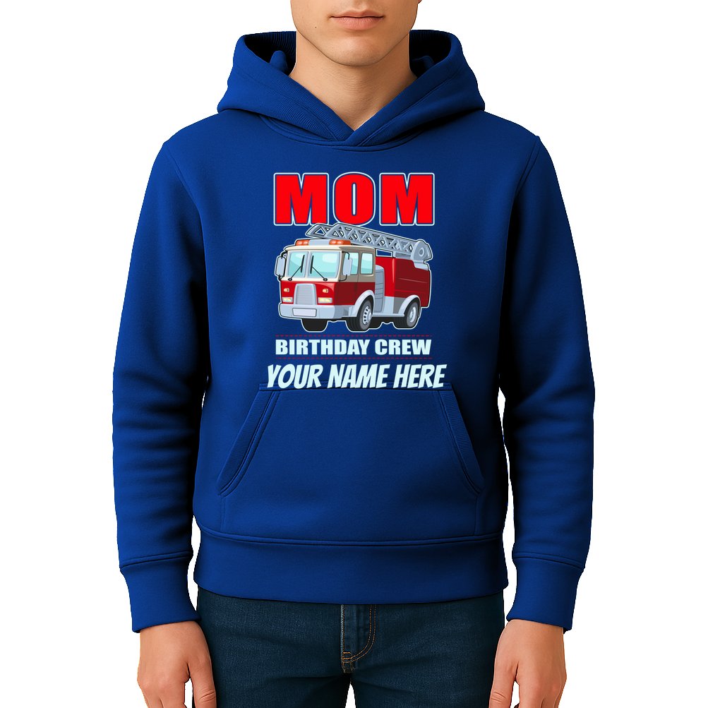 Personalized Custom Name Cute Funny Mom Birthday Crew Firetruck Kids Hoodie