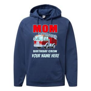 Personalized Custom Name Cute Funny Mom Birthday Crew Firetruck Performance Fleece Hoodie