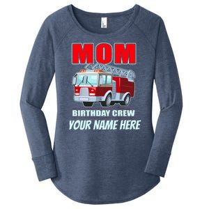 Personalized Custom Name Cute Funny Mom Birthday Crew Firetruck Women's Perfect Tri Tunic Long Sleeve Shirt