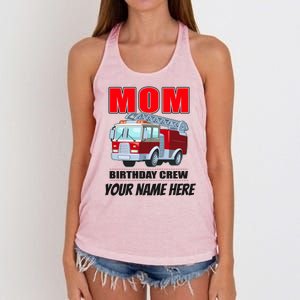 Personalized Custom Name Cute Funny Mom Birthday Crew Firetruck Women's Knotted Racerback Tank