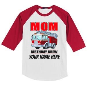 Personalized Custom Name Cute Funny Mom Birthday Crew Firetruck Kids Colorblock Raglan Jersey