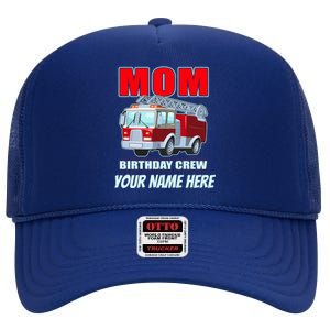 Personalized Custom Name Cute Funny Mom Birthday Crew Firetruck High Crown Mesh Back Trucker Hat