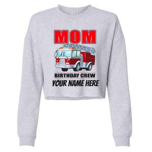 Personalized Custom Name Cute Funny Mom Birthday Crew Firetruck Cropped Pullover Crew