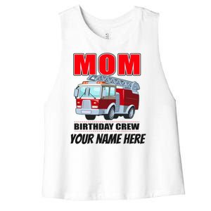 Personalized Custom Name Cute Funny Mom Birthday Crew Firetruck Women's Racerback Cropped Tank