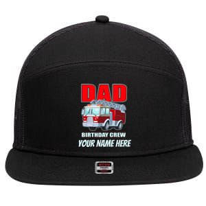 Personalized Custom Name Dad Funny Birthday Crew Firetruck 7 Panel Mesh Trucker Snapback Hat